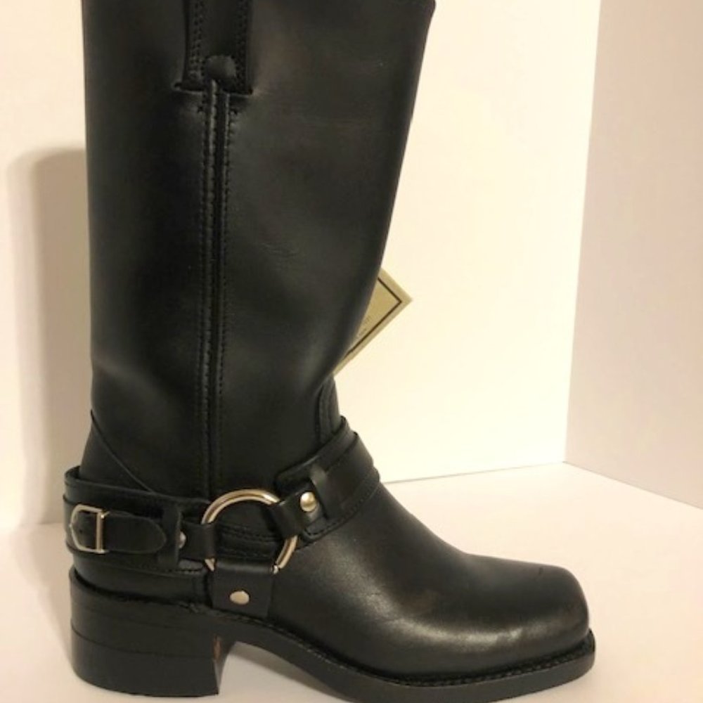 NEW Frye Belted Harness Black Leather Biker Boot 6
